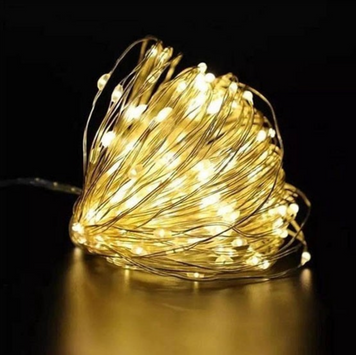 Гірлянда нитка USB+Батарейки LED тепло-біла 20м S-5 фото