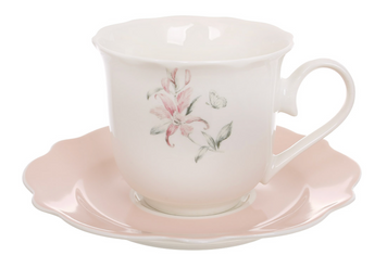 Чашка з блюдцем 250мл "Pink Orchid" порцелянова BonaDi K157 фото