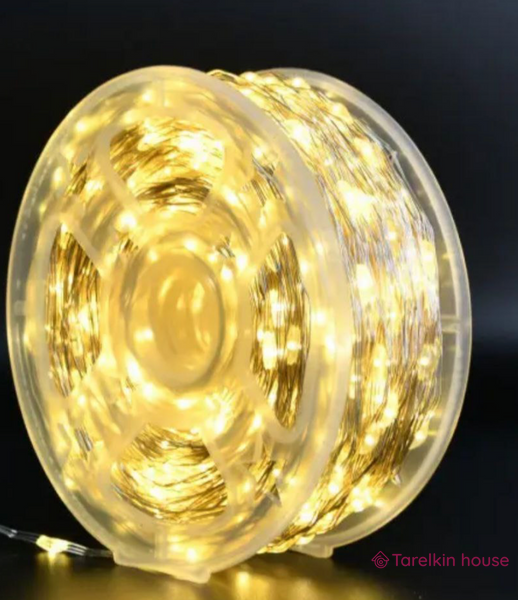 Гирлянда электрическая 500LED тепло-белая медная 50м S-188 фото